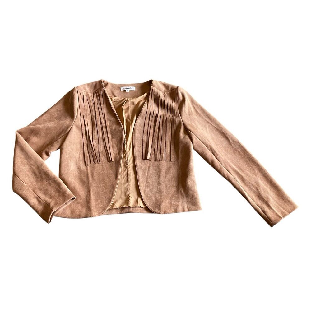 Magnolia Boutique Brown Fringe Cardigan Jacket Larg Boho Country Cottage Cowgirl